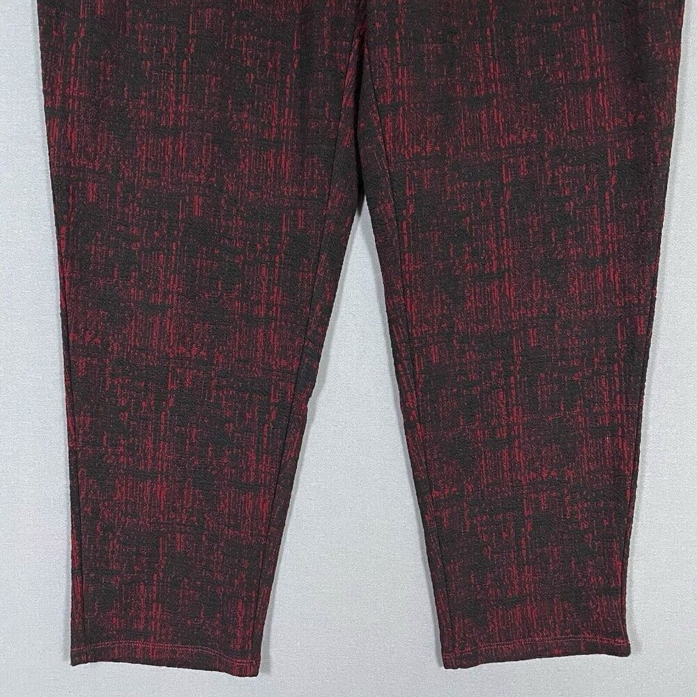 J Jason Wu Artsy Textured Pull On Pants Stretch Waist Size Large L Red Black - Picture 7 of 15
